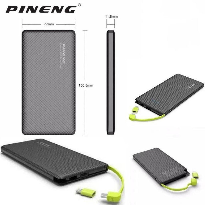 Power Bank 10.000mAh com Cabos Integrados para iPhone e Android - Carregador Portátil