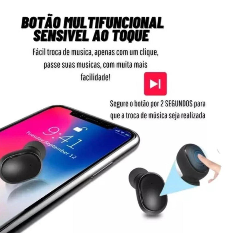 Fones de Ouvido Bluetooth Dual Led 5.0 Airdots Air Wireless - Preto