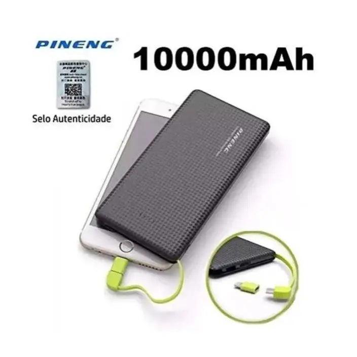 Power Bank 10.000mAh com Cabos Integrados para iPhone e Android - Carregador Portátil