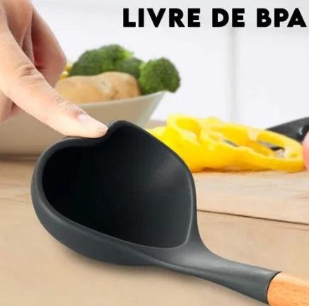 Kit de Utensílios de Cozinha em Silicone com Suporte - 12 Peças Livre de BPA e Antiaderente!