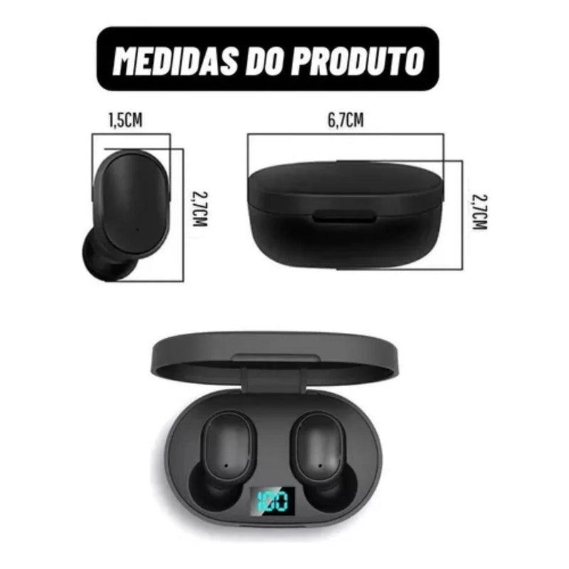 Fones de Ouvido Bluetooth Dual Led 5.0 Airdots Air Wireless - Preto