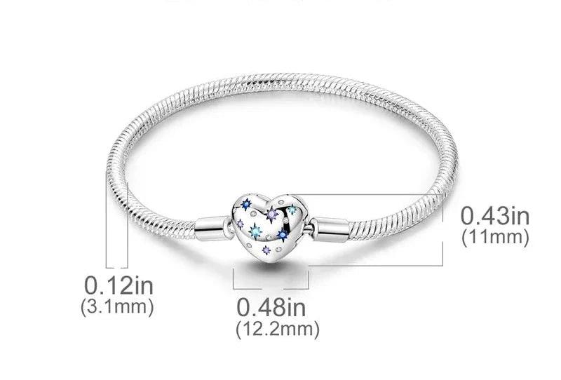 Bracelete Coração Estelar Prata 925 com Zircônia