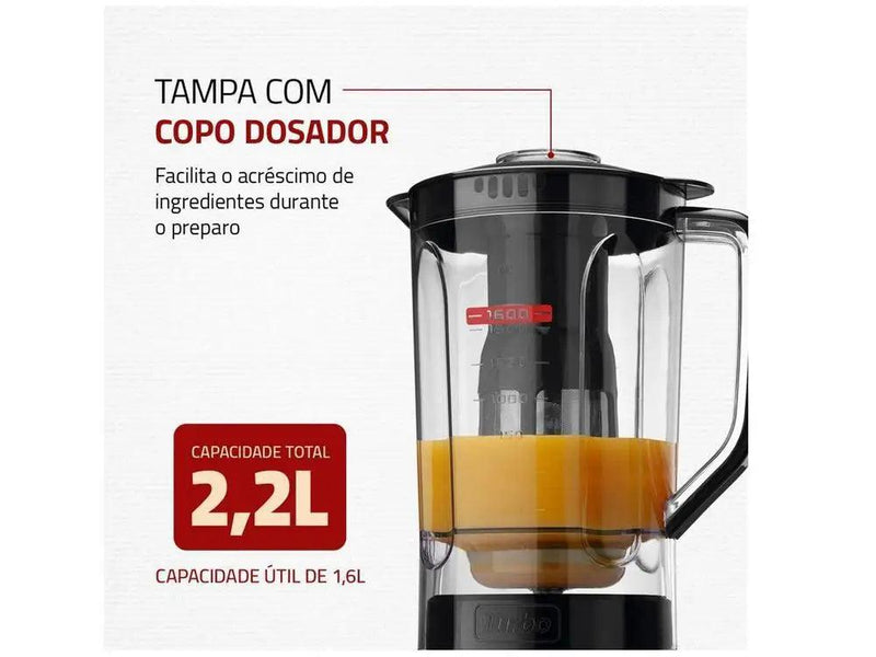 Liquidificador Turbo Power Mondial L-99 FB Preto - 550W com 3 Velocidades e Copo de 2,2L