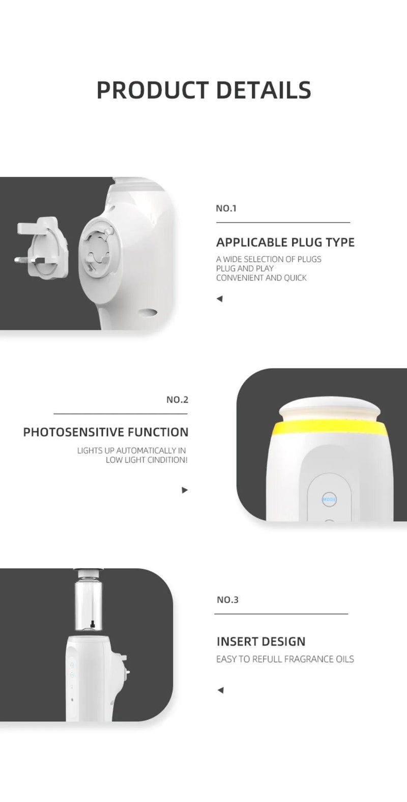 Difusor de Óleo Essencial Sem Água com Plugue de Parede e Controle Bluetooth