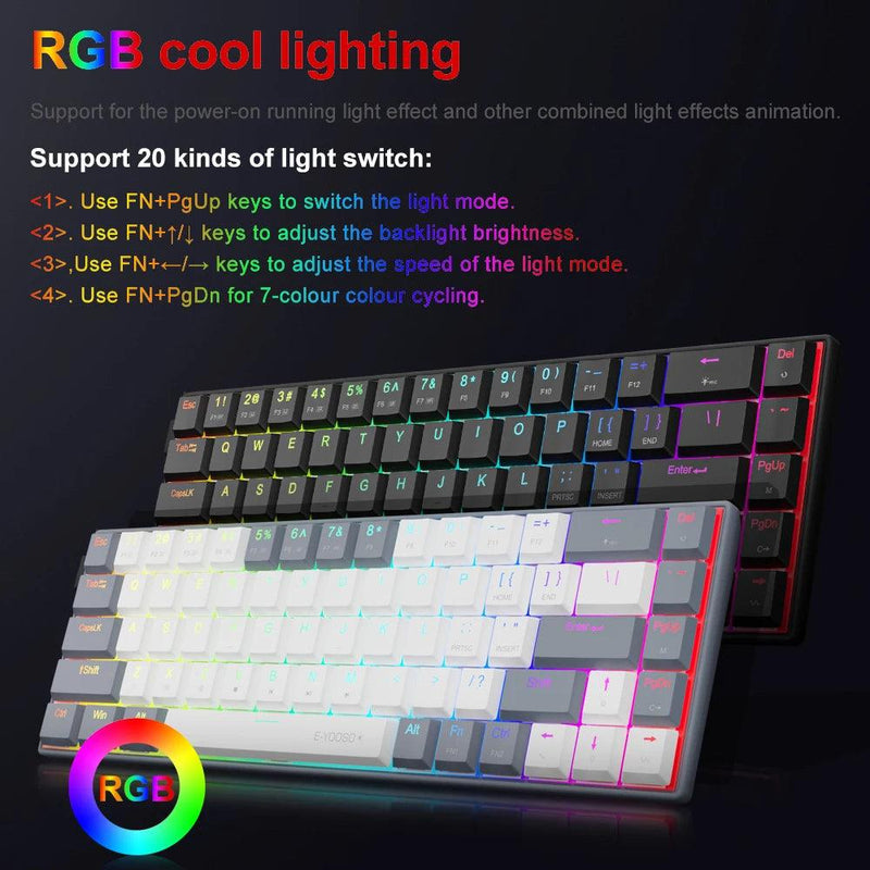 Teclado Mecânico gamer E-YOOSO A68 com Retroiluminação RGB