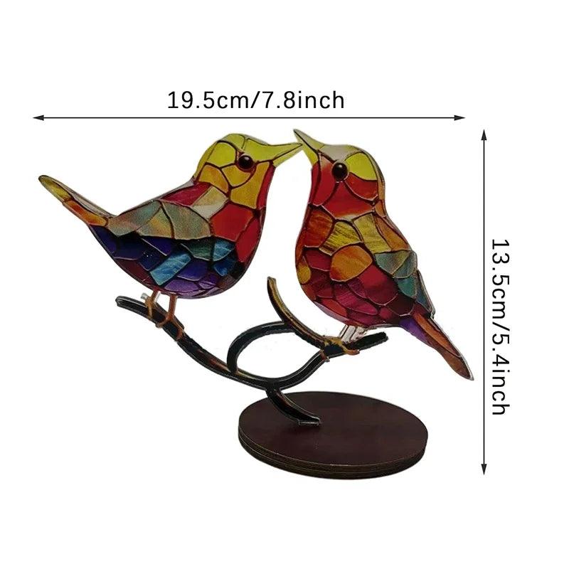 Ornamento de Mesa de Pássaros em Acrílico Multicoloridos – Estilo Dupla Face